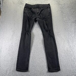 Bullhead Jeans Men's 30x32 Black Cotton Denim Skinny Distressed Workwear Stretch